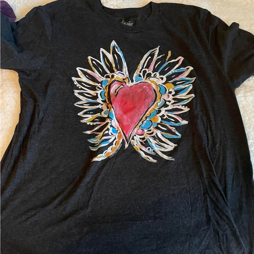 Black Graphic Shirt with Heart Design